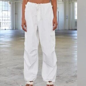 Local European White Parachute Cargo Baggy Pants S/M NEW WITH TAGS